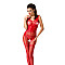 Бодістокінг Passion BS052 red, комбінезон, імітація корсета з підтяжками, панчох і трусиків