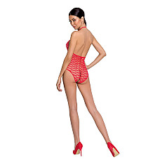 Бодистокинг в крупную сетку Passion BS087 red, открытая спина, халтер, с доступом