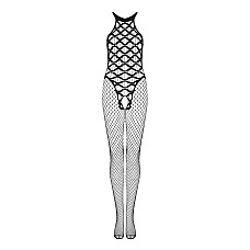 Сітчастий бодістокінг з імітацією боді Obsessive Bodystocking G332 S/M/L, black, з доступом