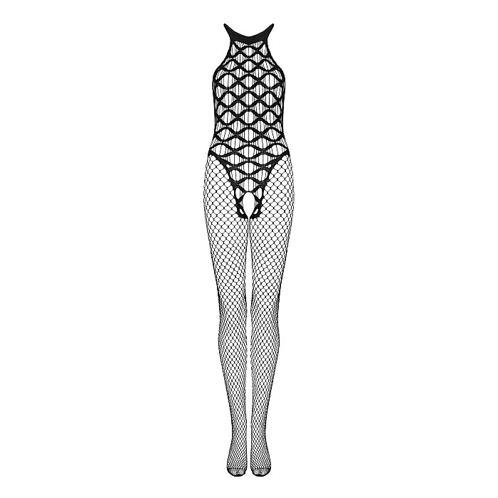 Сітчастий бодістокінг з імітацією боді Obsessive Bodystocking G332 S/M/L, black, з доступом
