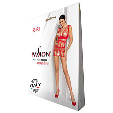 Бодістокінг-сукня Passion BS089 red, міні, плетіння у вигляді павутини