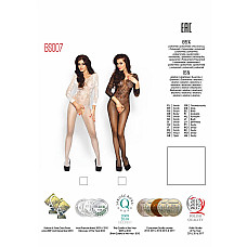 Бодістокінг Passion BS007 white, комбінезон, закриті плечі, рукав 3/4