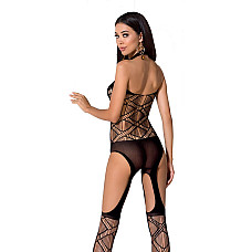 Бодістокінг Passion BS060 black, комбінезон, імітація трусиків і гольфів