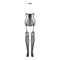 Бодістокінг Obsessive Bodystocking F240 S/M/L,чорний, мереживний візерунок, імітація боді з панчохами
