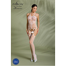 Бодістокінг Passion ECO BS002 white, відкритий доступ, імітація підв’язок, абстрактний малюнок