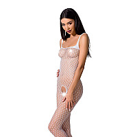 Бодистокинг Passion BS071 white, комбинезон на бретелях