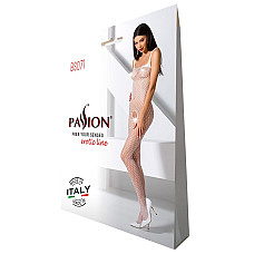 Бодістокінг Passion BS071 white, комбінезон на бретелях