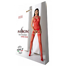 Бодістокінг з безліччю бретелей Passion BS095 One Size, red, імітація пояса та панчіх, з доступом