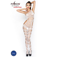 Бодистокинг Passion BS041 white, комбинезон, лямочка на одно плечо