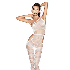 Бодистокинг Passion BS041 white, комбинезон, лямочка на одно плечо