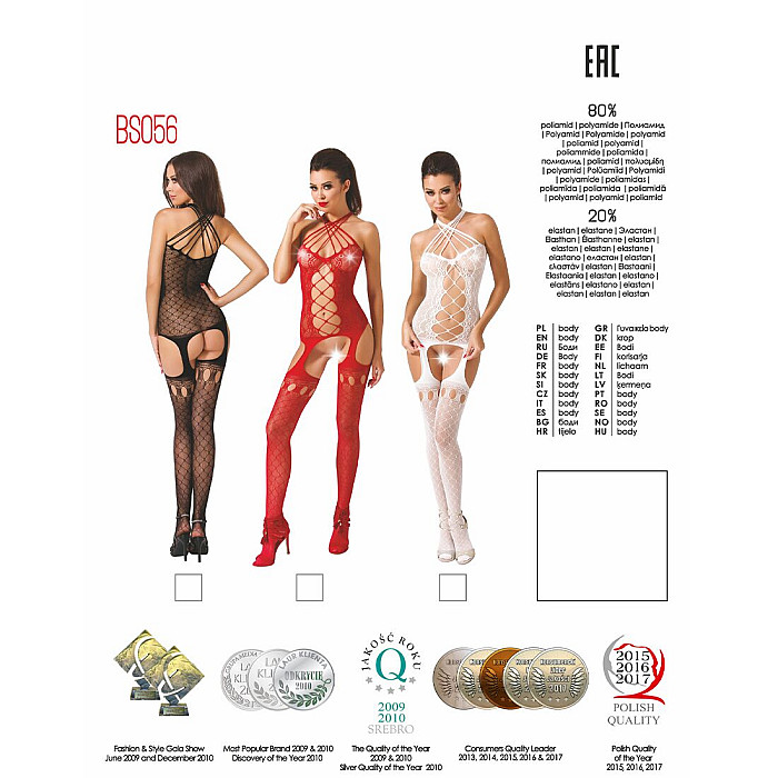Бодистокинг Passion BS056 red, комбинезон, имитация чулок
