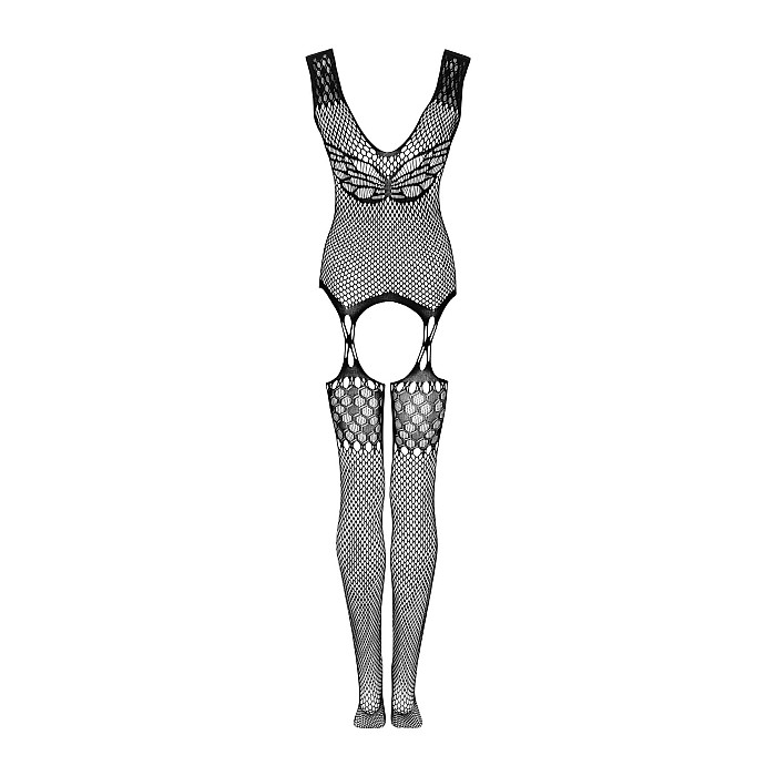 Бодістокінг Obsessive Bodystocking G323 S/M/L black, малюнок бджоли та метелика