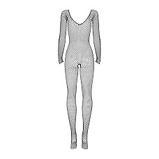 Сітчастий бодістокінг із довгим рукавом Obsessive Bodystocking N109 black S/M/L, чорний, комбінезон,