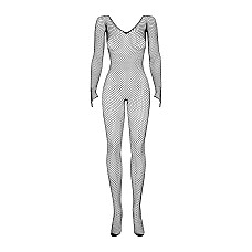 Сітчастий бодістокінг із довгим рукавом Obsessive Bodystocking N109 black S/M/L, чорний, комбінезон,