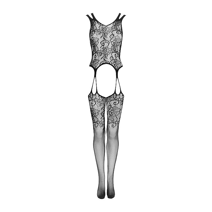 Бодістокінг Obsessive Bodystocking F237 XL/XXL, рослинне плетіння, імітація панчіх