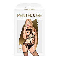Бодистокинг с открытой грудью и имитацией чулок Penthouse - Gangsta Babe Black S/L