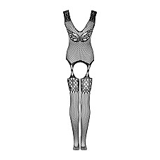 Бодистокинг Obsessive Bodystocking G323 XL/XXL black, рисунок пчелы и бабочки