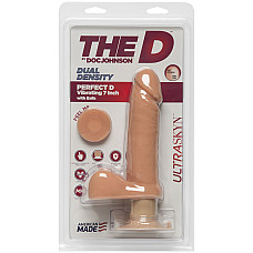 Фаллоимитатор Doc Johnson The D - Perfect D - Vibrating 7 Inch With Balls - ULTRASKYN, диаметр 4,5см