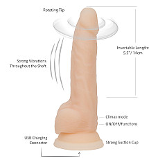 Фаллоимитатор с вибрацией и ротацией Naked ADDICTION James 8″ Rotating & Vibrating Dong, пульт ДУ