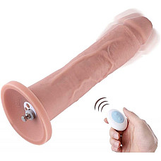 Фаллоимитатор 10.2″ с вибрацией для секс-машин Hismith Silicone Dildo with Vibe, KlicLok, пульт ДУ