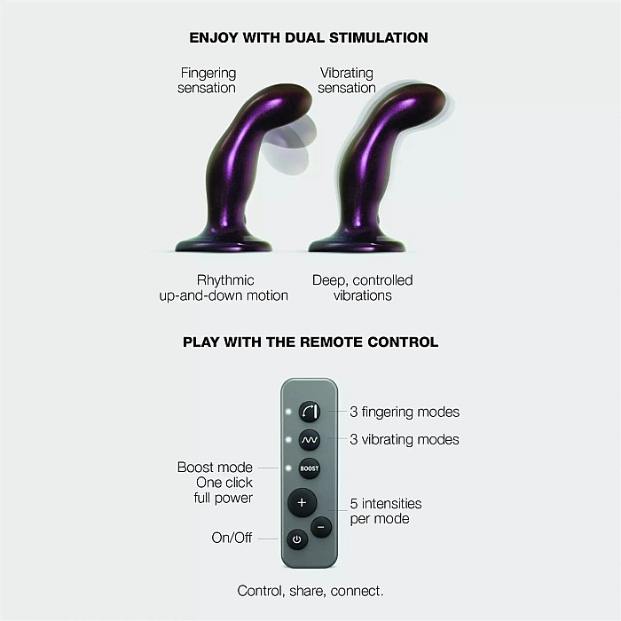 Дилдо з вібрацією Strap-On-Me FINGERING & VIBRATING DILDO - M - PURPLE, з манливим рухом