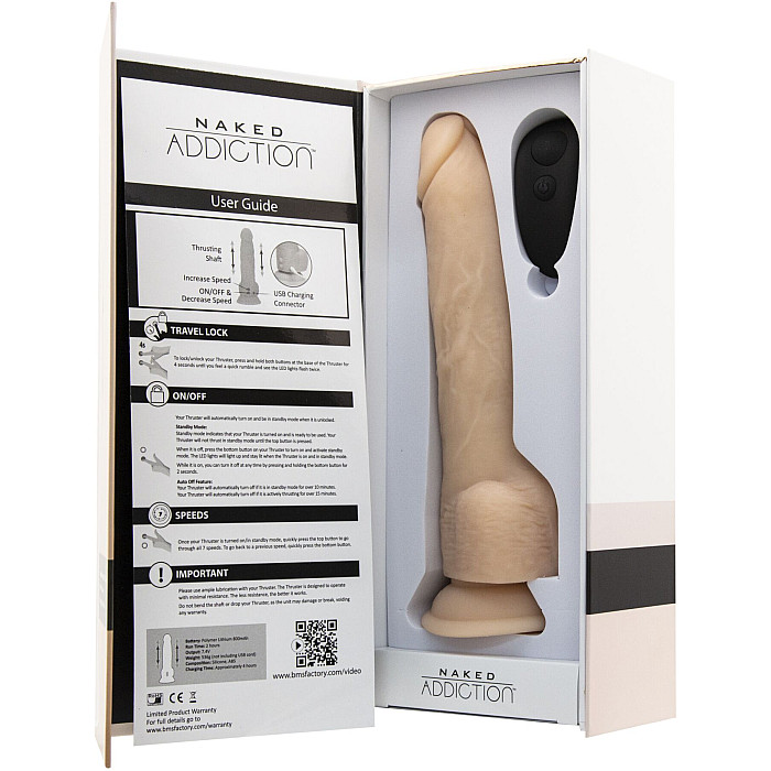 Фаллоимитатор с пульсацией Naked ADDICTION Dominic 9″ Vanilla, пульт ДУ, диаметр 4,2 см