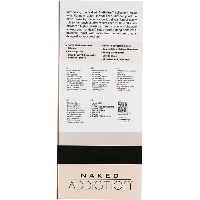 Фаллоимитатор с пульсацией Naked ADDICTION Dominic 9″ Vanilla, пульт ДУ, диаметр 4,2 см