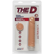 Фаллоимитатор Doc Johnson The D: Shakin D 7 Inch Vibro ULTRASKYN, диаметр 3,8см, плавная регулировка