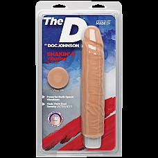 Фаллоимитатор Doc Johnson The D: Shakin D 9 Inch Vibro ULTRASKYN, диаметр 3,8см, плавная регулировка