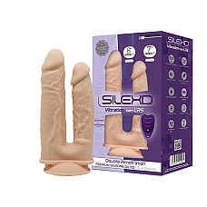 Двойной фаллоимитатор с вибрацией SilexD Double Gusto Vibro Flesh (Model 1 size 8" & 7") + LRS, диаметр 4,5 см и 3,7 см