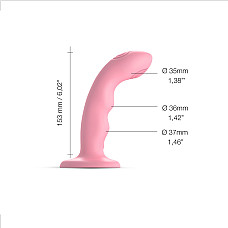 Насадка для страпону з подвійною точковою пульсацією Strap-On-Me TAPPING DILDO WAVE - CORAL PINK