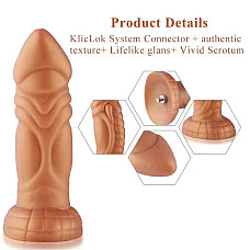 Фаллоимитатор с вибрацией Hismith Slightly Curved Vibrating Silicone Dildo Monster Series, KlicLok