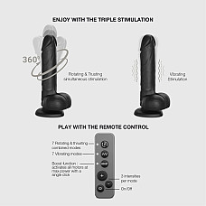 Фаллоимитатор с вибрацией и ротацией Strap-On-Me Rotating & Vibrating Realistic Dildo - L - Black