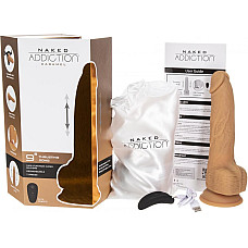 Фаллоимитатор с пульсацией Naked ADDICTION Dominic 9″ Caramel, пульт ДУ, диаметр 4,2 см