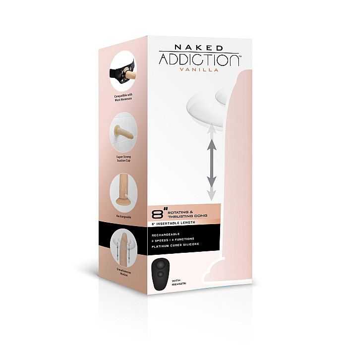 Фаллоимитатор с ротацией и пульсацией Naked ADDICTION 8″ Rotating & Thrusting Dong - Vanilla