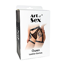 Сексуальные гартеры Art of Sex - Gwen из натуральной кожи, размер XS-2XL, цвет черный
