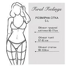Жіноча збруя з ланцюгом та фіксаторами Feral Feelings Harness with Cuffs Red