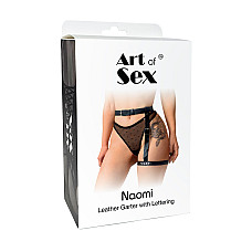 Гартер на ногу Art of Sex - Naomi с надписью SEXY, натуральная кожа, размер XS-2XL, цвет розовый