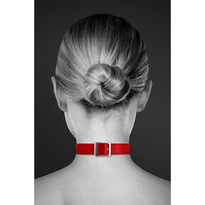 Чокер з кільцем для повідця Bijoux Pour Toi - FETISH Red, екошкіра