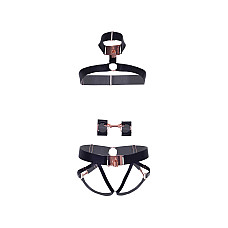 Комплект атласных ремней для бондажа Leg Avenue Satin elastic harness Set, One size, Black