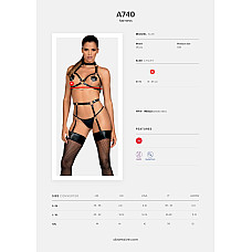 Портупея на грудь Obsessive A740 harness black O/S, искусственная кожа