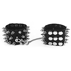 Наручники з шипами Art of Sex - Rose Spiked Leather Handcuffs, натуральна шкіра