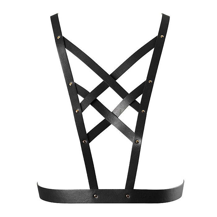 Портупея из экокожи Bijoux Indiscrets Maze – Cross Cleavage Harness Black