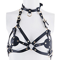 Портупея на грудь LOCKINK SEVANDA Queen Chest Harness with Removable Bra, черная, со съемными пэстис