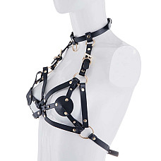 Портупея на грудь LOCKINK SEVANDA Queen Chest Harness with Removable Bra, черная, со съемными пэстис