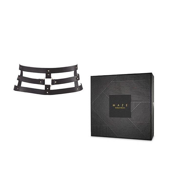 Портупея-пояс Bijoux Indiscrets MAZE - Wide Belt and Restraints Black, екошкіра