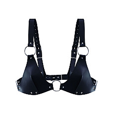 Ліф з натуральної шкіри Feral Feelings - Bikini Top Black