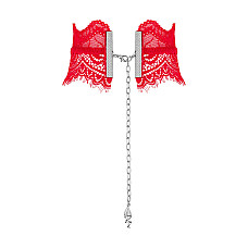 Широкий кружевной чокер Obsessive Bergamore choker, red