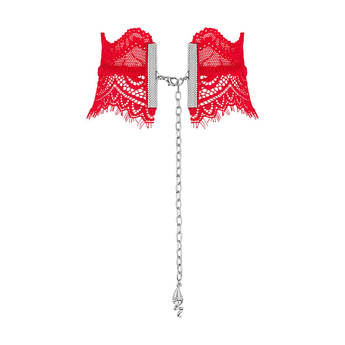 Широкий кружевной чокер Obsessive Bergamore choker, red