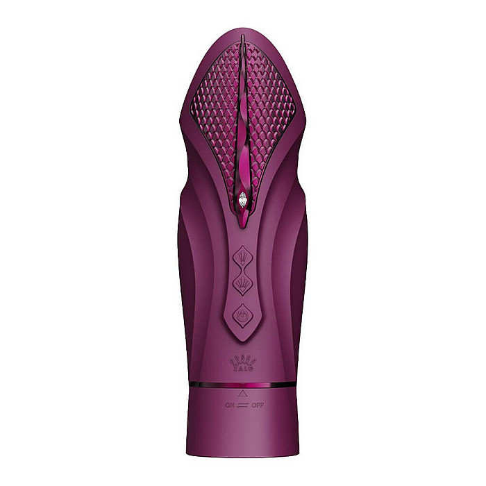 Компактная смарт секс-машина Zalo – Sesh Velvet Purple, 2 насадки, пульт ДУ, кристалл Swarovski